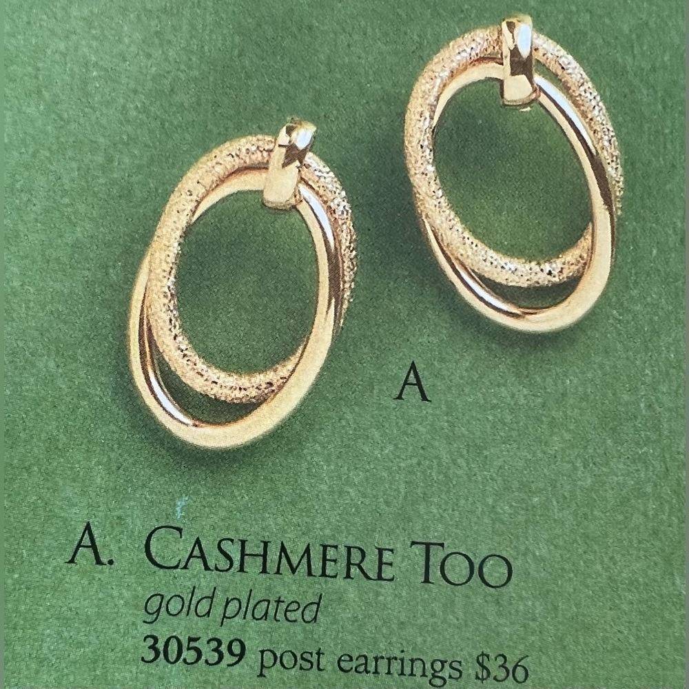 Premier Designs “Cashmere Too” Earrings – Gold-Plated Double Hoop Post EUC #167 - Picture 4 of 4